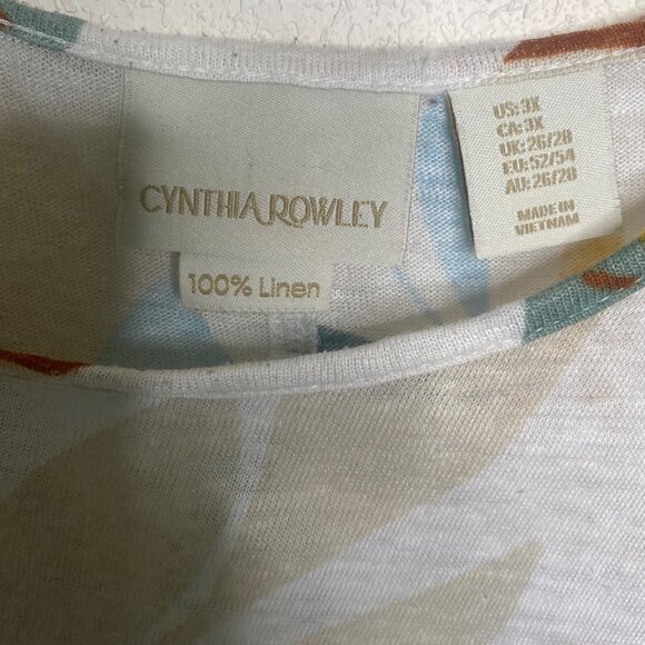 Cynthia Rowley 100% Linen Tunic Top Womens Size 3X Tropical Leaf Print Oversized - Picture 2 of 6